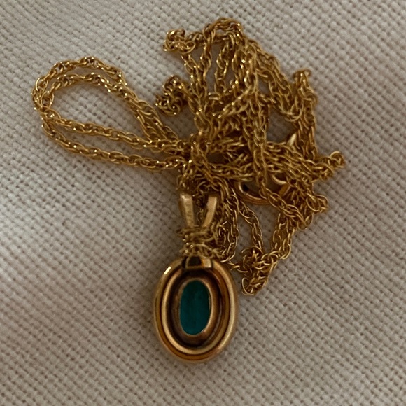 Van Dell I Blue Zircon 14KT Gold Overlay Necklace - Picture 13 of 16